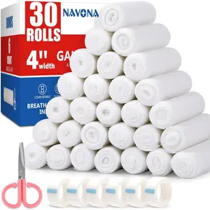 Gauze Rolls 30 Pack, 4 in x 4.1 Yards, Individually Rolled Gauze, Mummy Wrap, Premium Gauzes Wrap Roll for Wounds