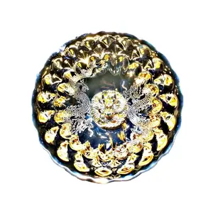 Handmade JianZhan golden double dragon inlaid faucet peacock cup, high temperature fired high-end built-in titanium ion-plated gold cup, national trend style gold-painted cup kiln masterpiece