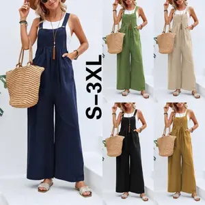 2026 New Women's Casual Loose-Fit Jumpsuit — Sleeveless, Wide-Leg, Full-Length Overalls with Pockets