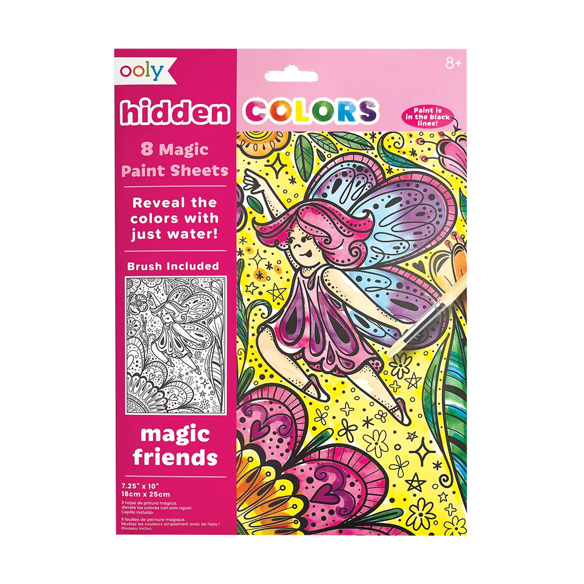Hidden Colors Magic Paint Sheets - Magic Friends - 8 Sheets 1 Brush