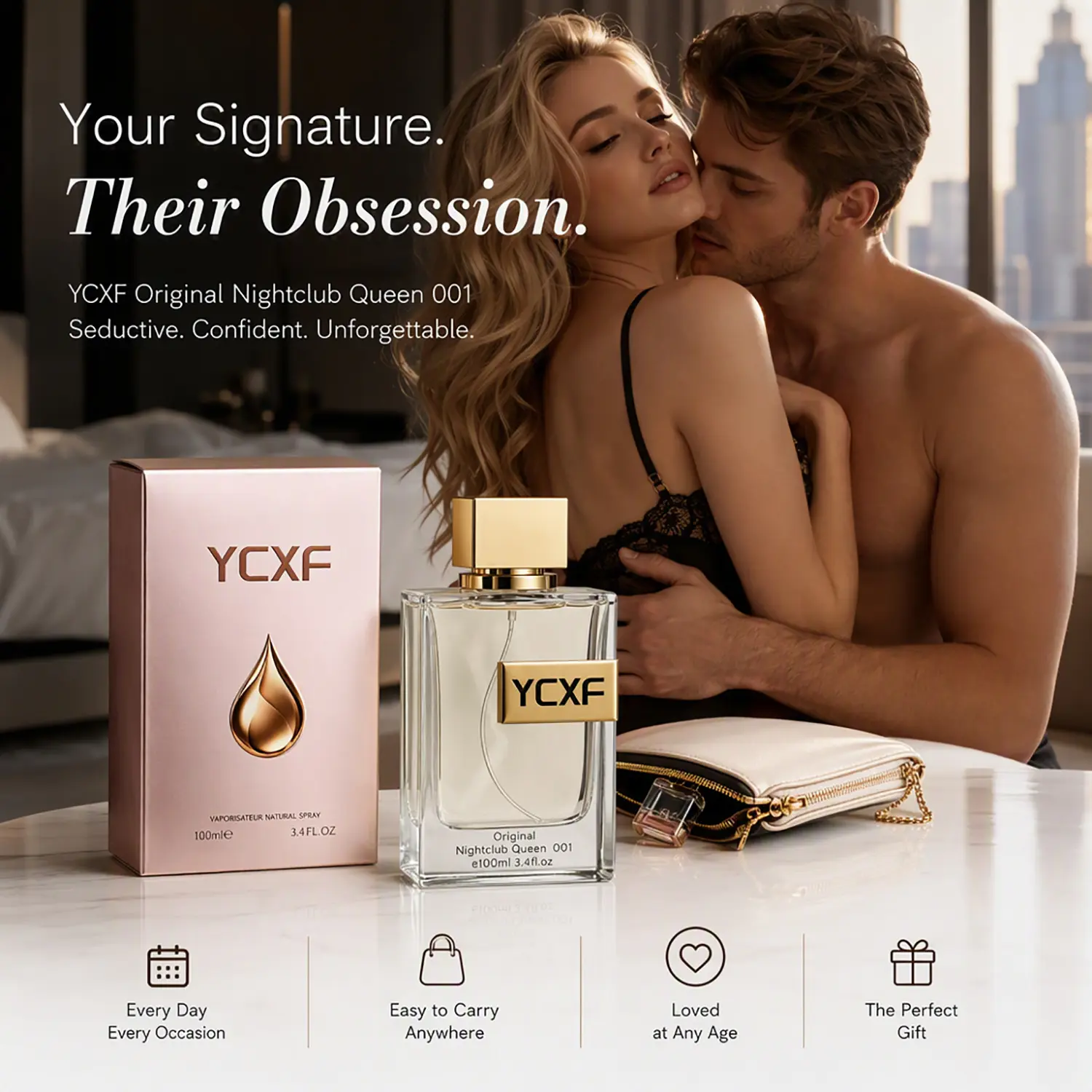 Women's Pheromone Fragrance, Infused with Pheromones, Long-Lasting Caramel-Citrus Floral Fruity Accents, 100ml/3.4fl.oz, Creates Captivating Aura for Special Events