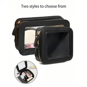 Clear Small Cosmetic Bag for Purse, Mini Makeup Bag for School, Cute Clear Make-Up Pouch for Travel, Waterproof Square Pouch with Zipper, Makeup Organizer Pouch, Makeup Storage Bag