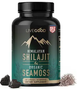 LIVEGOOD Himalayan Shilajit and Organic Sea Moss Capsules, Fulvic Acid Organic, Sea Moss and Shilajit Combo for Energy, Wellness and Vitality Support, Supports Focus and Mental Clarity (60 Count)