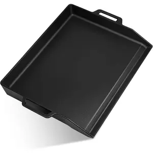 18 Inch Cast Iron Griddle, Large Flat Top for Gas Grills and Oven, BBQ Cooking Grill Griddle Pan Insert with Handles for Indoor/, Camping, Tailgating, Parties.