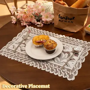 1 Pack Square Lace Sunflower Floral Placemats | Premium Elegant Decorative Mat | Heat Resistant Non-Slip Table Napkin for Home Coffee Table Hotel Dining Table Kitchen Use
