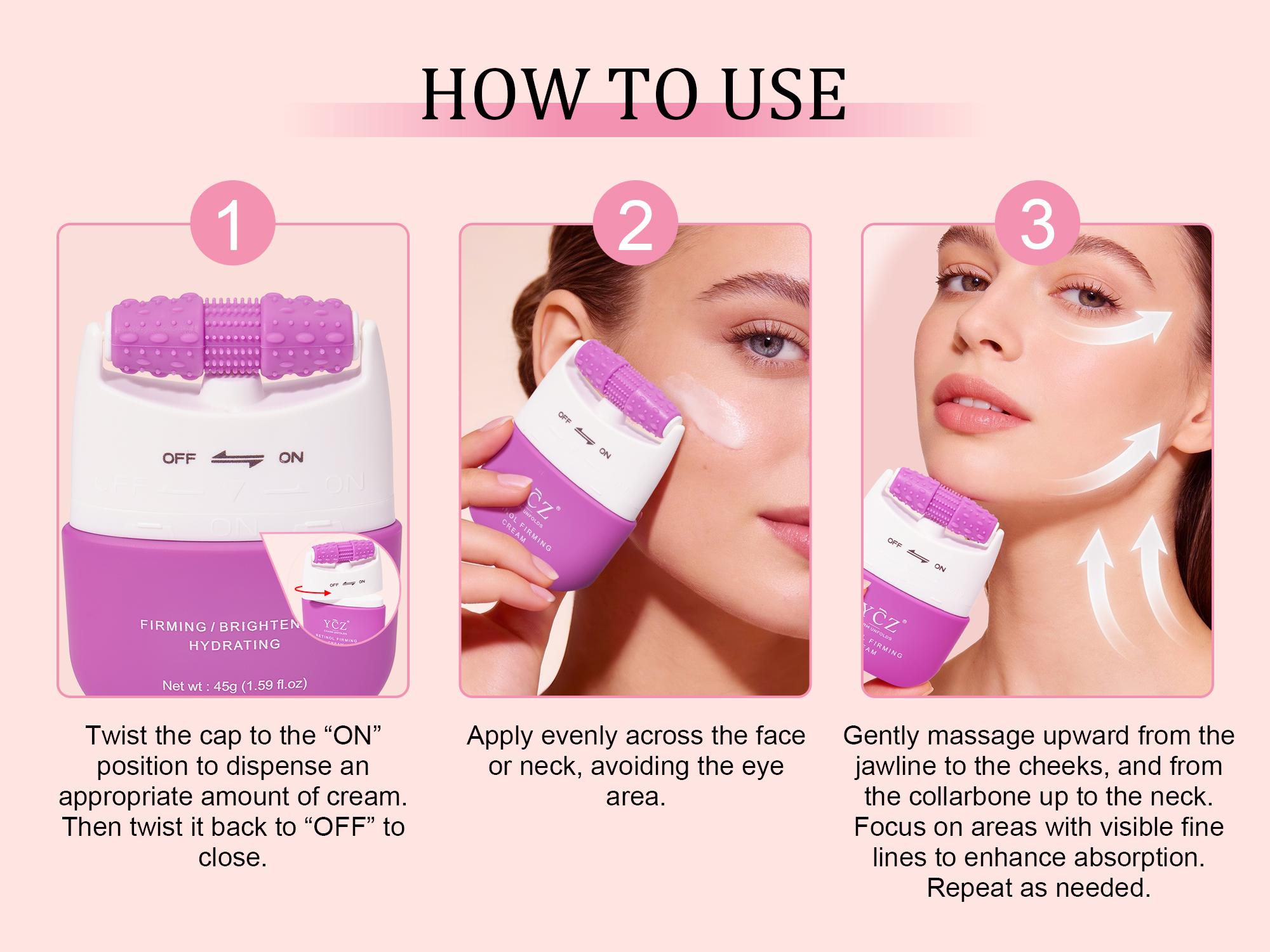 YCZ Essential Facial Care Trio – Retinol, Hyaluronic Acid & Vitamin C Cream Set with Built-In Massager for Face & Neck Firming, Brightening & Hydrating YCZ Essential Facial Care Trio – Retinol, Hyaluronic Acid & Vitamin C Cream Set with Built-In Massager for Face & Neck Firming, Brightening & Hydrating