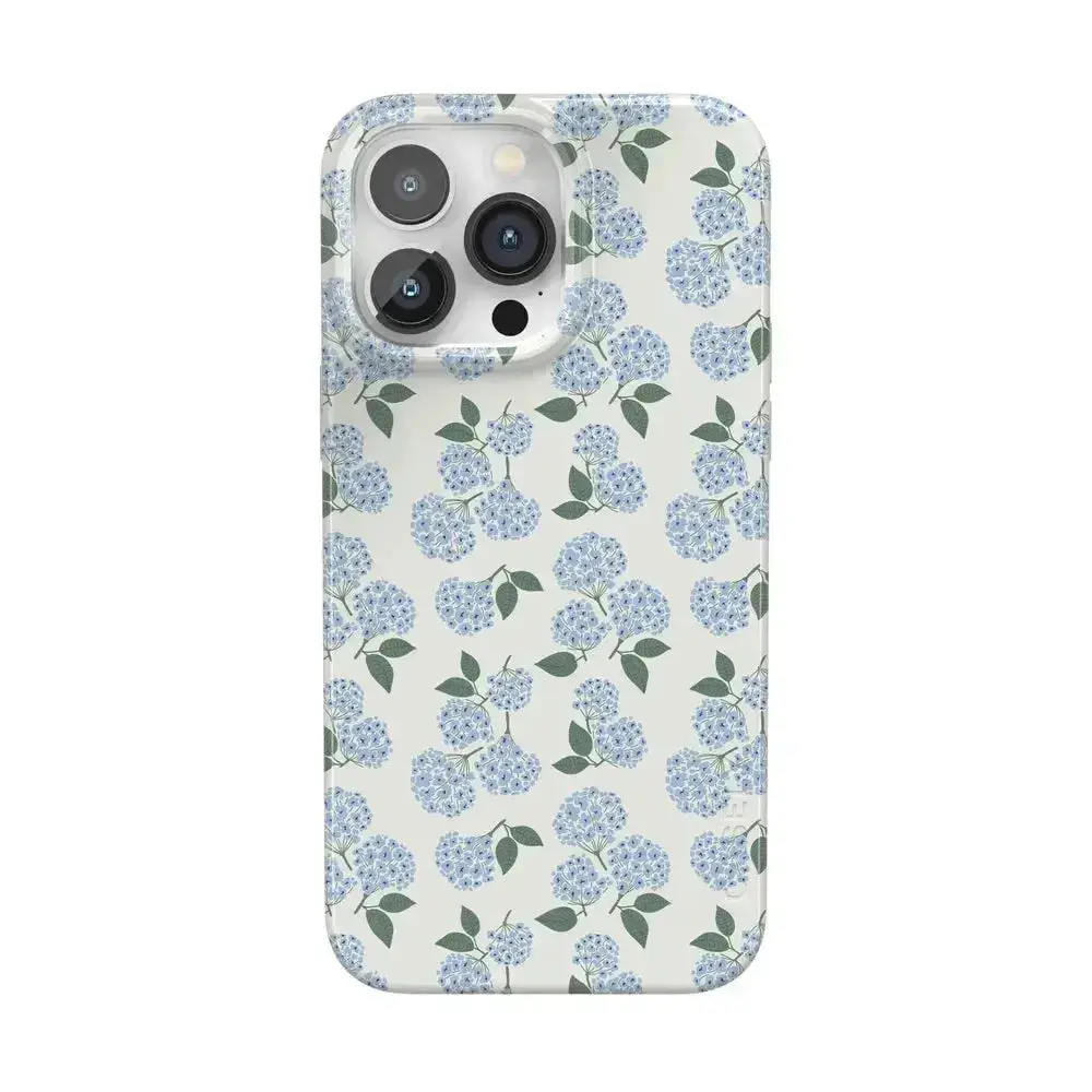 Casely Ultrathin Durable Classic Style Floral Mobile Phone Accessory for iPhone 13 Pro Max, Nantucket Cottage Blue Hydrangea Design, MagSafe Compatible Case, Accessories, Classicstyle