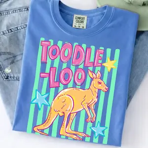 Comfort Colors Toodle Loo Kangaroo Shirt, Striped Kangaroo Tee, Last Day of School T Shirt, End of School Year Graphic Tee, Preppy Farewell Teacher Student Shirt - Squirrel Corner