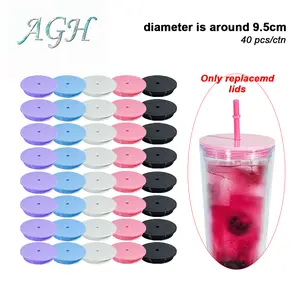 AGH US Replacement Lids ONLY 40pcs for 12oz/16oz/24oz plastic snow globe coffee mug glitter tumbler