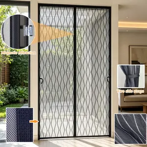 1pc Summer Magnetic Mesh Door, Double Door Design, Mosquito Net Curtain, Auto Close, Magnetic Closure, Self-Adhesive Easy Install, Pet-Friendly, Privacy Screen for Living Room Bedroom Balcony Entrance