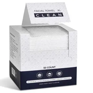 Disposable Face Towels XL,Viscose Biodegradable Large Dry Wipes,Super Soft & Thick Face Cleansing Towels,Daily Facial Tissues for Skin, Makeup Removing,Facial Clean,Nursing,Travel (50 Count)