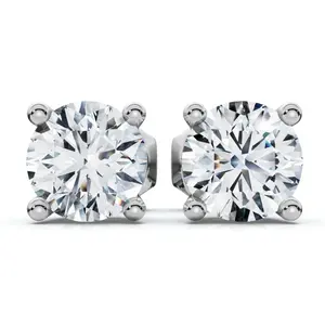 1 Ct TW Round Cut Diamond Screw Back Studs 14k White Gold Lab Grown