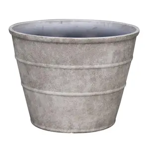 L&G Solutions 7028268 12x16 in. Polyresin Stone Hamilton Planter - Indoor, Decorative, Barrel-Shaped, Minimalist Pot Flower Pot, Indoor Flower Pots, Pot Flower Pots