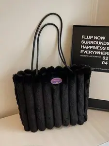 Fluffy Faux Fur Tote Bag for Women 2026 New Cute Large Capacity Shoulder Handbag Soft Plush Purse for Work Commute Daily Use Stylish Versatile Fashion Bag Aesthetic Cozy Winter Style