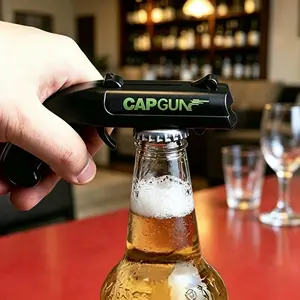 Creative Bottle Opener Cap Gun Bottle Opener Fun Shooting Gun Creative Bottle Opener for Family Gatherings Party Games Bar Outdoor BBQ,Cool Gifts for Birthday Christmas Father's Day(red-black)