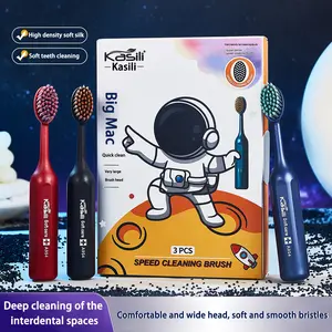 [Innovative Big Mac Toothbrush for Kids] Soft and slender bristles, rounded handle, stand-up brush handle, wide head and soft bristles to protect gums.