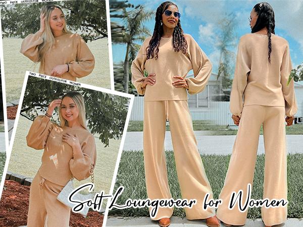 Ekouaer Women's Soft and Comfortable Knitted Long Sleeve Round Neck Top and Pocket Wide Leg Pants Res Loungewear t Home Clothes 2-piece Set,Outfits for Daily, Downtown Girl Clothes. Christmas 2025 Trend, Fall & Winter Womenswear Casual Ekouaer Women's Soft and Comfortable Knitted Long Sleeve Round Neck Top and Pocket Wide Leg Pants Res Loungewear t Home Clothes 2-piece Set,Outfits for Daily, Downtown Girl Clothes. Christmas 2025 Trend, Fall & Winter Womenswear Casual