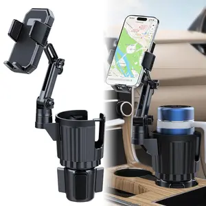Phone Holders for Your Car Cupholder, Car Cell Phone Mount with Cup Holder Expandable Base, 2 in 1 Car Phone Holder Mount, 360 Degree Rotating Neck, Fits All 4-7” Smartphones And Most Bottles