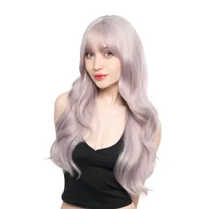 Dream in Lilac' 24-Inch Frosted Lilac Purple Blend (Red, Purple, Platinum Tones) Layered Open Curl Butterfly Cut Synthetic Wig | 【Heat Resistant】【Cap Included】 | #video