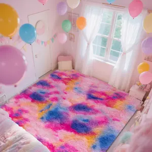 PLUMLIK Area Rugs For Living Room Bedroom, Upgrade Non Slip Fluffy Soft Shag Carpet, Kid And Pet Friendly, absorbent Rugs With 4 Stickers, Indoor Floor Shaggy Plush Rug silky, Esthetic Decor, Gift For Mother's Day and Easter,  Dry Clean Only