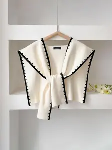 Women's Beige Chevron Pattern Scarf, Casual Soft Comfortable Knitted Shawl for Daily Wear, Fashion Accessories for Women & Girls