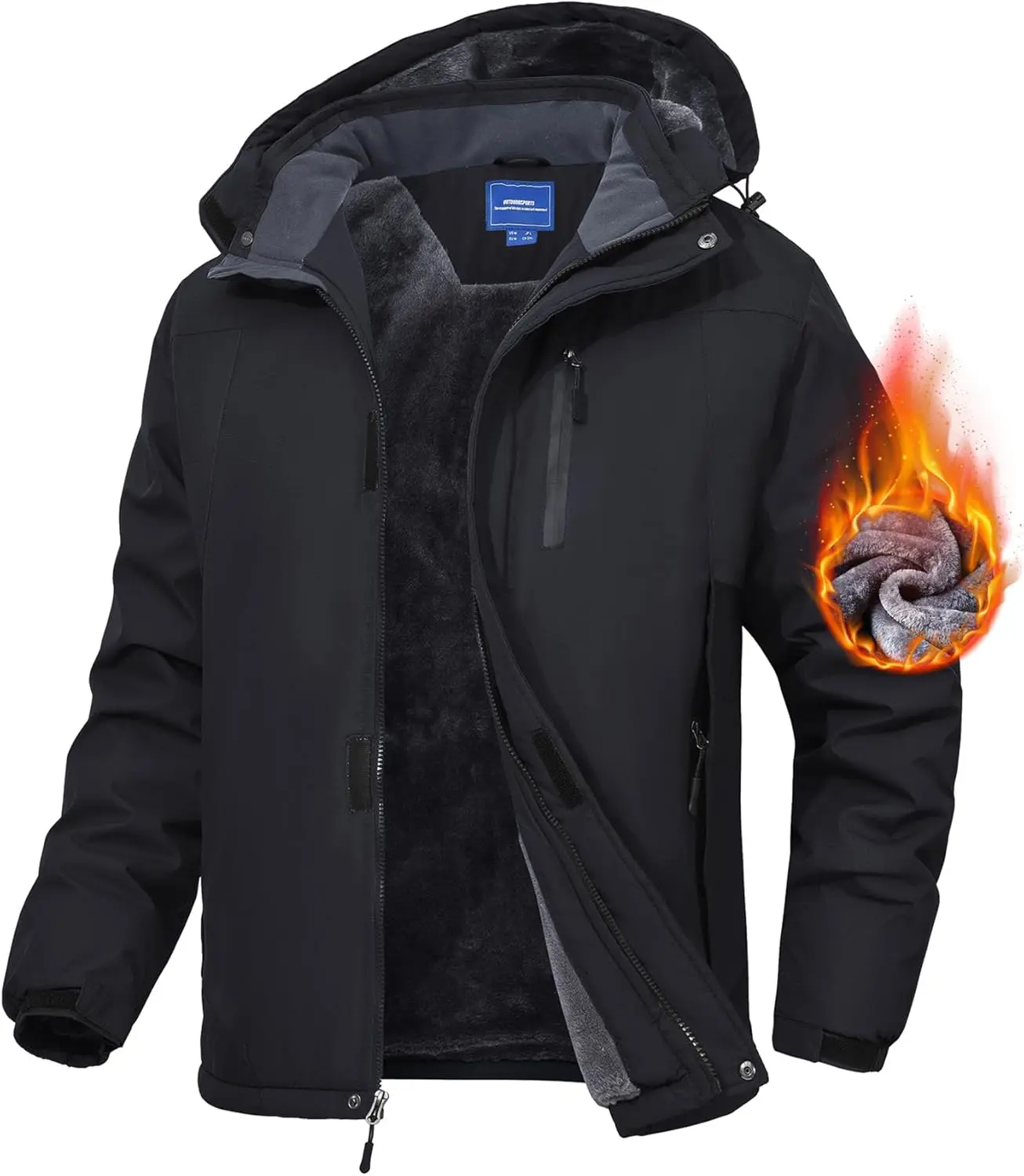 Zoofly Men’s Mountain Ski Jacket – Waterproof, Fleece Lining, Warm Winter Windproof Hooded Snow Coat/Raincoat