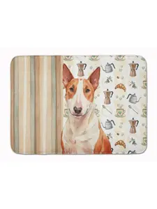 Carolines Treasures WDK7351RUG 19 x 27 in. Red & White Bull Terrier Coffee Bar Memory Foam Kitchen Mat