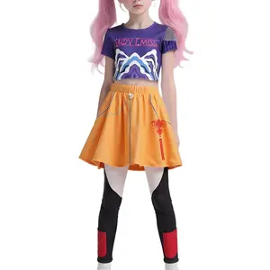 Cool short sleeved crop top short skirt set for girls, role-playing costume, Halloween girl role-playing, suitable for all seasons