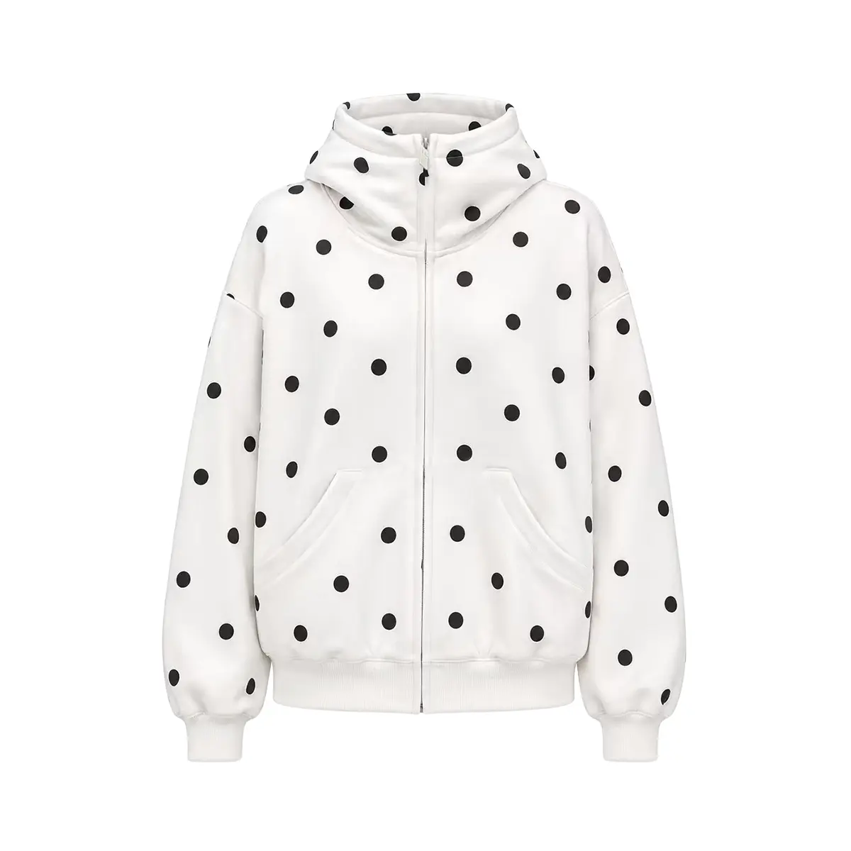 Hoodie White Polka Dot