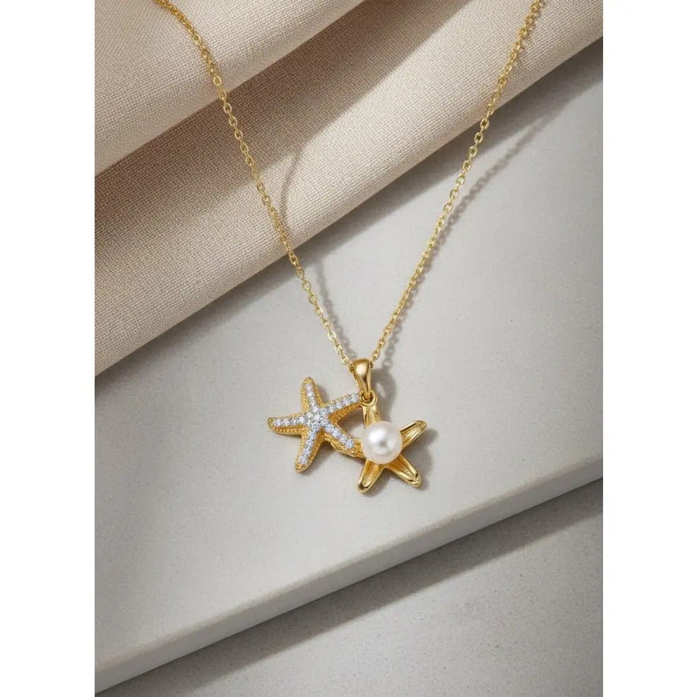 Starfish Oyster Pearl Necklace by Stella Amoré