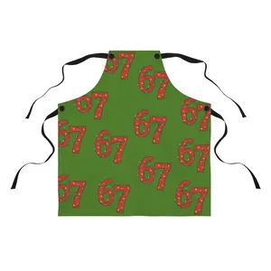 Green '67' Pattern Apron — Festive Holiday Kitchen Apron