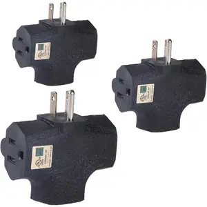 3 Way Plug Adapter - UL Listed - Outdoor Outlet Splitter 3 Prong - Electrical Outlet Extender, Wall Outlet Expander, Outdoor Heavy Duty Triple Plug Outlet Adapter 3PCS Black