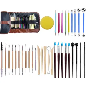 35 count Clay Sculpting and Pottery Tools Kit - Air Dry and Polymer Clay Dotting Tools - Ceramic Supplies for Modeling and Shaping - For  and Adults