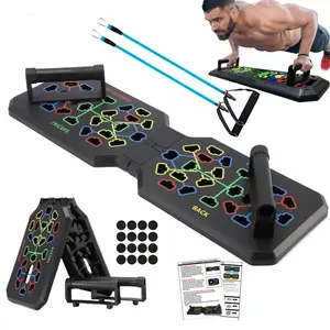 Push Up Bar with Resistance Band & Non-slip Sticker, 1/2 Sets Home Fitness Equipment for Chest & Abdominal Muscle Training, Push Up Board, Gym Equipment,At Home Gym Equipment