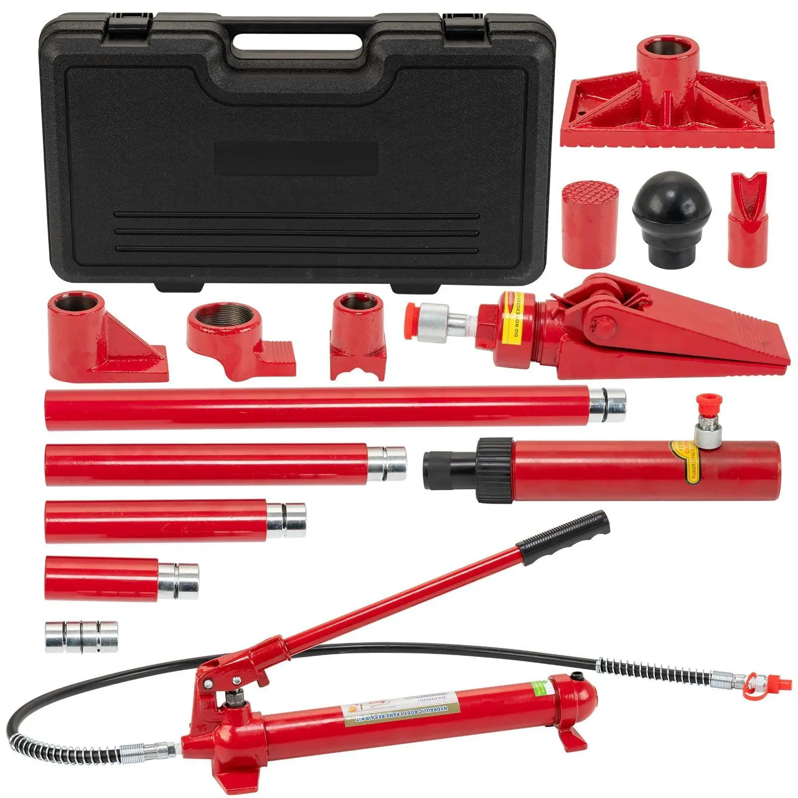 GARVEE 12 Ton Hydraulic Porta Power Kit with 4.6Ft Hose & Storage Case, 26,455 Lbs Capacity, Heavy-Duty Auto Body Frame Repair Tool Set for Car, Truck & Garage Maintenance