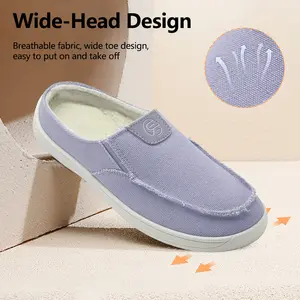 Wide Fit Fleece-Lined Half Slippers for Men & Women Casual Soft Slip-On Cozy Shoes with Non-Slip Rubber Sole for Indoor & Outdoor Wear - Slipon, Boy