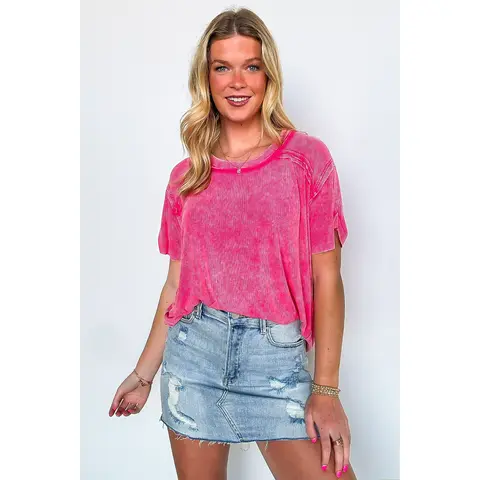 Mirissa Mineral Washed Boat Neck Top - BACK IN STOCK Summer Short