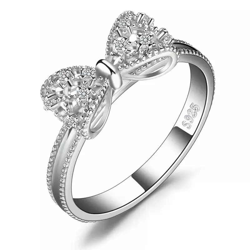 Sterling silver promise ring set with cubic zirconia, suitable as a gift for girls or couples, perfect for daily wear Valentine’s Day Gift.  Unique Rings