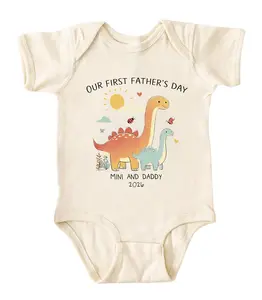 Our First Father's Day Onesie, Mini And Daddy Baby Bodysuit, Cotton Baby Clothing, Baby Shower Gifts, Graphic Newborn Baby Onesie