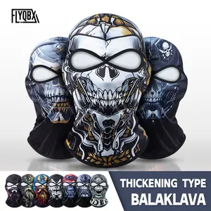 Winter Windproof Warm Dual-Pore Headband, Cool Skull Print Balaclava Hat, Thick Fleece Ski Face Mask, Outdoor Sports Hiking Cycling Helmet