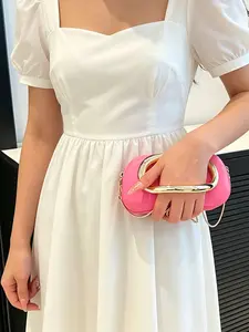 Elegant Women's Evening Bag, Metal Ring Handbag, Mini Acrylic Chic Chain Crossbody Bag with Chain Strap, Fashionable Clutch for Phone and Essentials, Fashionable Purse