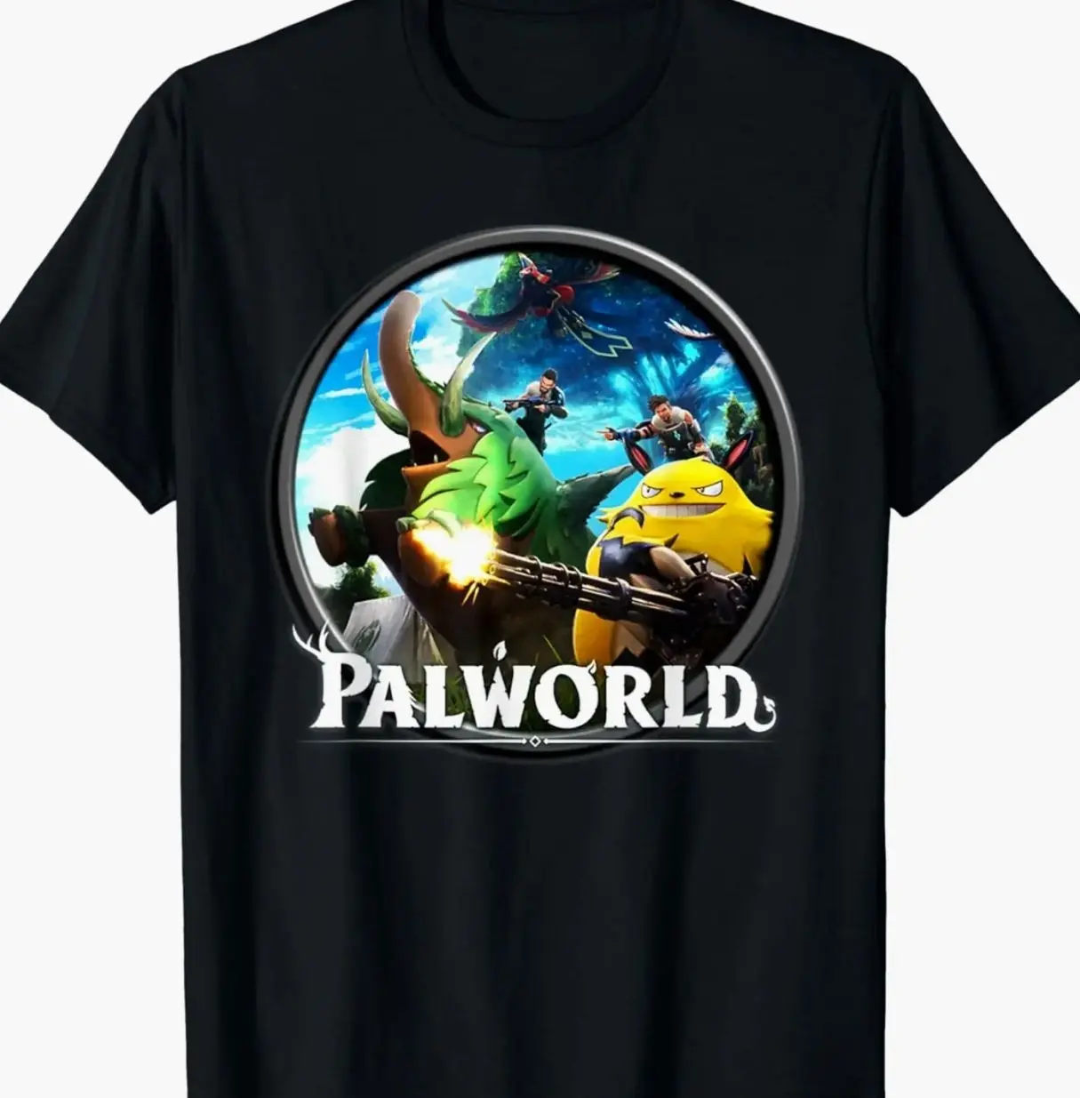 Palworld Classic Fit T-Shirt, Graphic Tee, Graphic T-shirt, Gamer Tee, Gamer T-shirt, New Edition T-Shirt, Crew Neck Cotton Casual, Comfortable, Loungewear, Lightweight, Trending T-Shirt, Black, Slim-fitting, Plain, New Print Menswear Streetwear Tshirt L