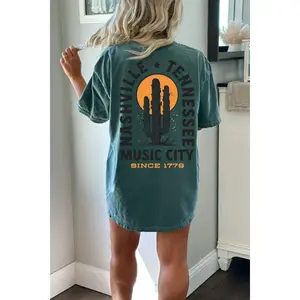 Nashville Shirt, Cute Nashville Tee, Concert Shirt, Music City Shirt, Western Tennessee TShirt, Vintage Distressed Cactus Tee