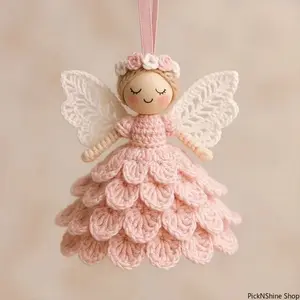 Christmas Angel Crochet DIY Material Kit, Hand-Knit Yarn Table Ornament for Holiday Decor, Handcraft Projects, and Festive Gifting