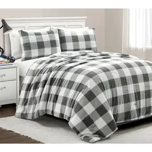Lush Decor Plaid Ultra Soft Faux Fur Comforter3Pc F/Q