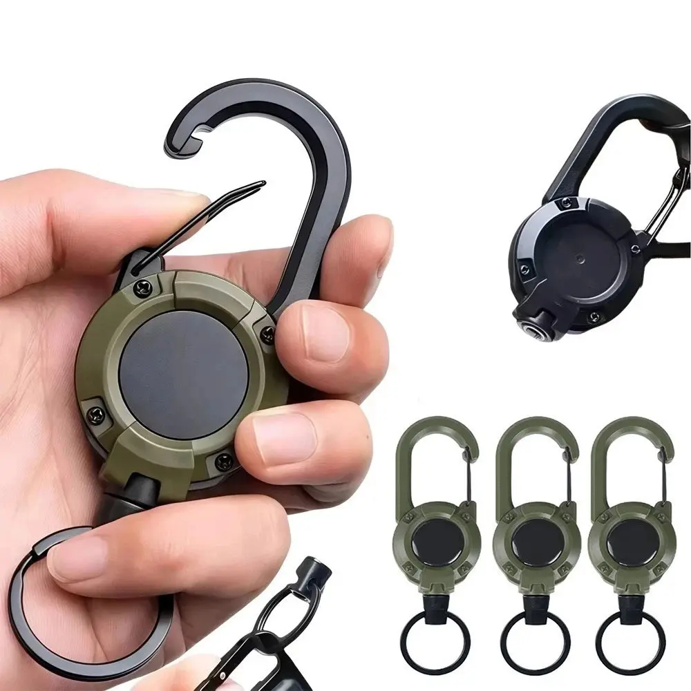 3-Pack Heavy-Duty Retractable Badge Reel Lanyards with 60cm Steel Cable, Lightweight Keychain Badge Holder with Carabiner, 250G Load Capacity, High-Tension Return Spring, High-Cycle for Camping, Keys/ID, Lanyard