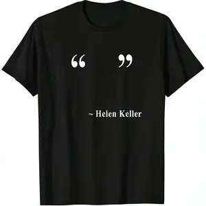 Men's 100% Cotton Classic Oversized Short-Sleeve Round Neck Graphic Tshirt - Casual T-Shirts, Comfortable Helen Keller Themed Menswear Top