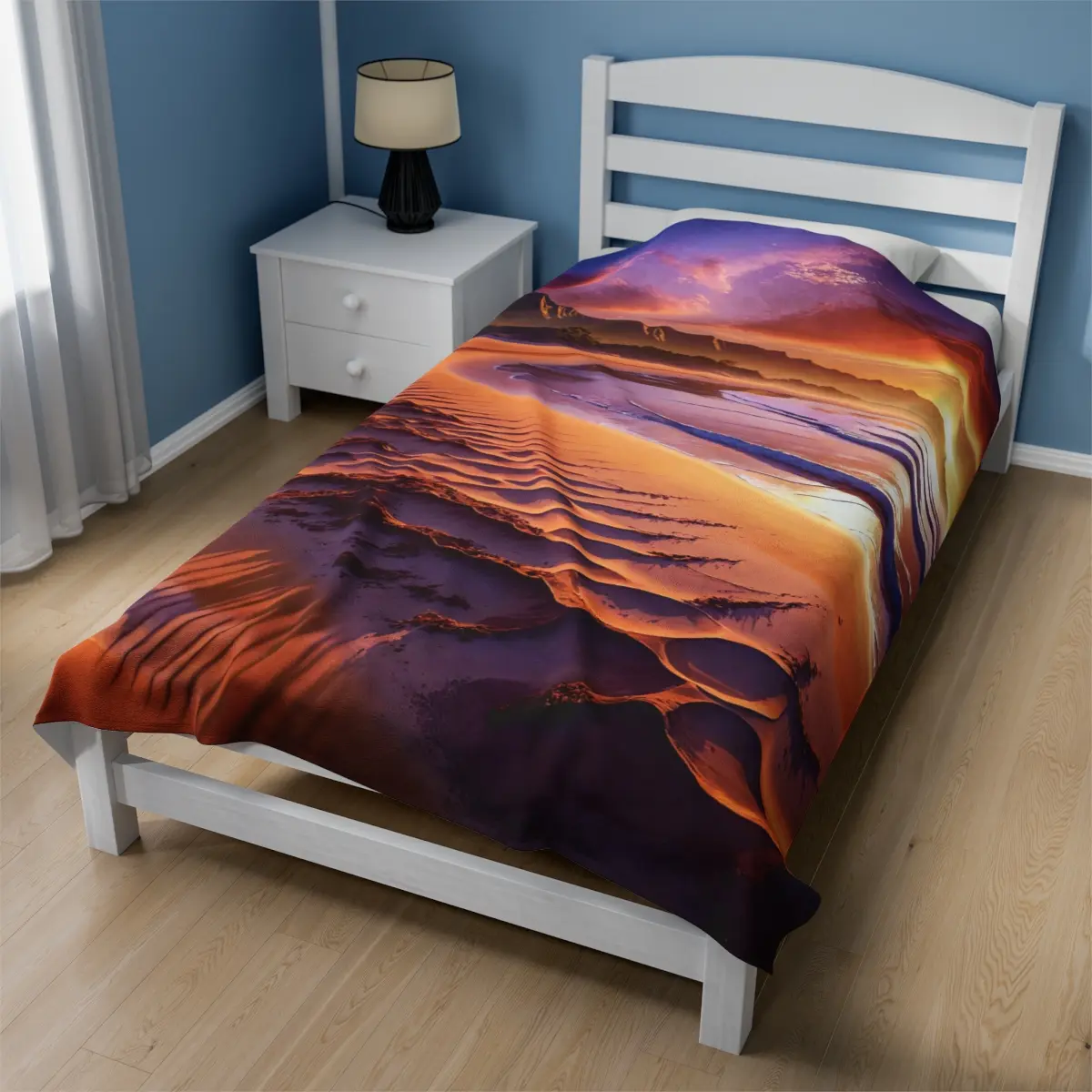"Golden Sunset Tranquility" Velveteen Plush Blanket