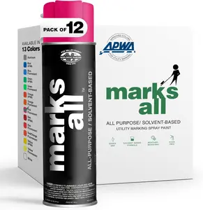 Fox Valley 18oz Marks All Solvent-Based Marking Paint, 12-Pack Pink Fluorescent – Long-Lasting, Weather-Resistant Paint for Wet or Dry Surfaces Like Metal, Grass, Concrete, Wood, & More