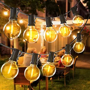 Solar LED Outdoor String Lights with G40 Edison Bulbs – 8 Lighting Modes, Waterproof Warm White Fairy Lights for Garden, Wedding, Christmas & Patio Decoration